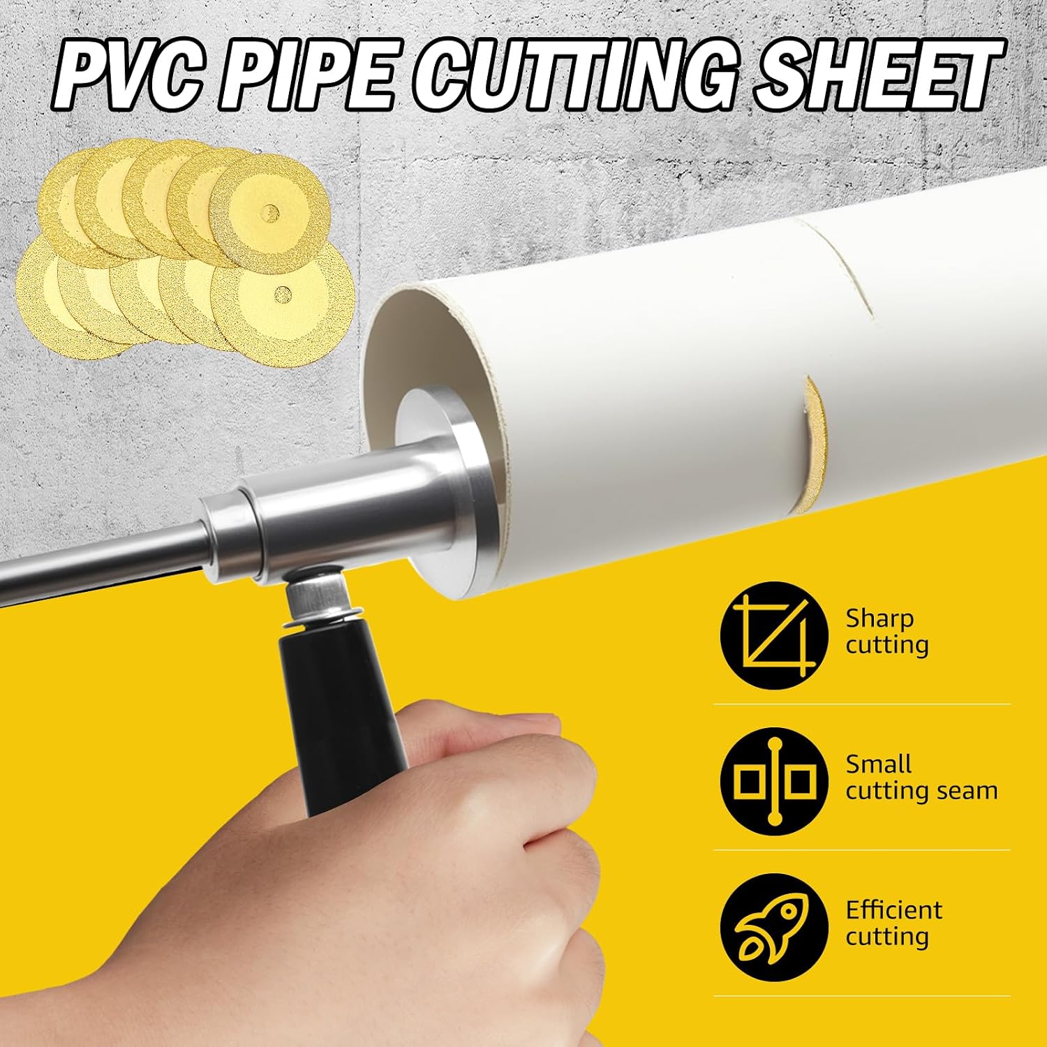 10 Pack Diamond Cutting Wheels for Inside Pipe Cutter | 5 x 40mm and 5 x 50mm Blades, Brazed Diamond Grit Discs for PVC Pipe, Glass, Marble, Tile, and Stone Cutting