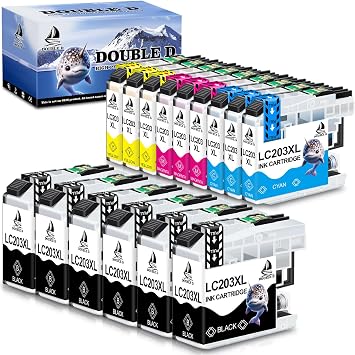 DOUBLE D LC203XL Compatible Ink Cartridge Replacement for LC203 LC203XL LC201 LC201XL for MFC-J480DW MFC-J880DW J485DW J460DW J680DW J885DW J4420DW J4620DW 6BK/3C/3M/3Y, 15 Pack