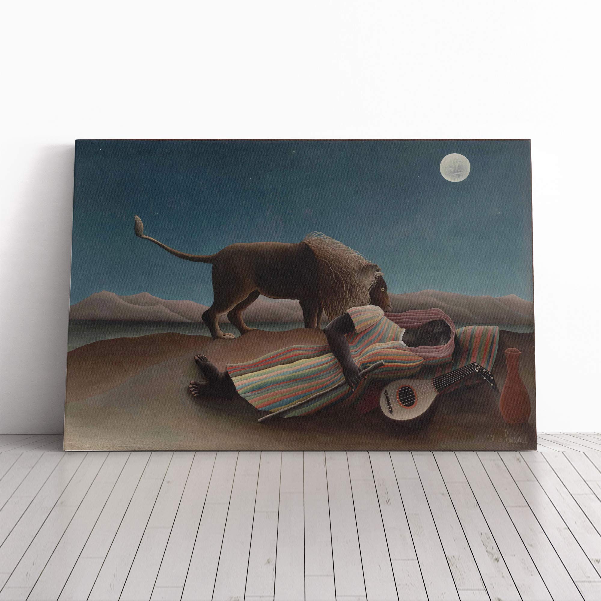 Henri Rousseau La Bohemienne Endormie Canvas Print | Gallery Wrapped 30mm Frame Wall Art | 24x16 inches | Ready to Hang | Modern Picture | Living Room Bedroom Lounge Office