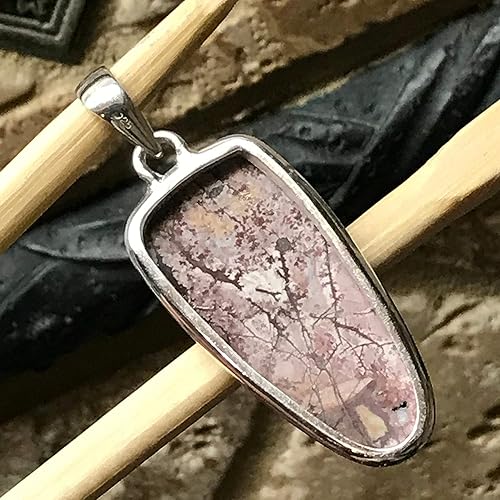 Miniatura 2 de Genuine Scenic Sonora Dendritic Rhyolite 925 Solid Sterling Silver Pendant 50mm