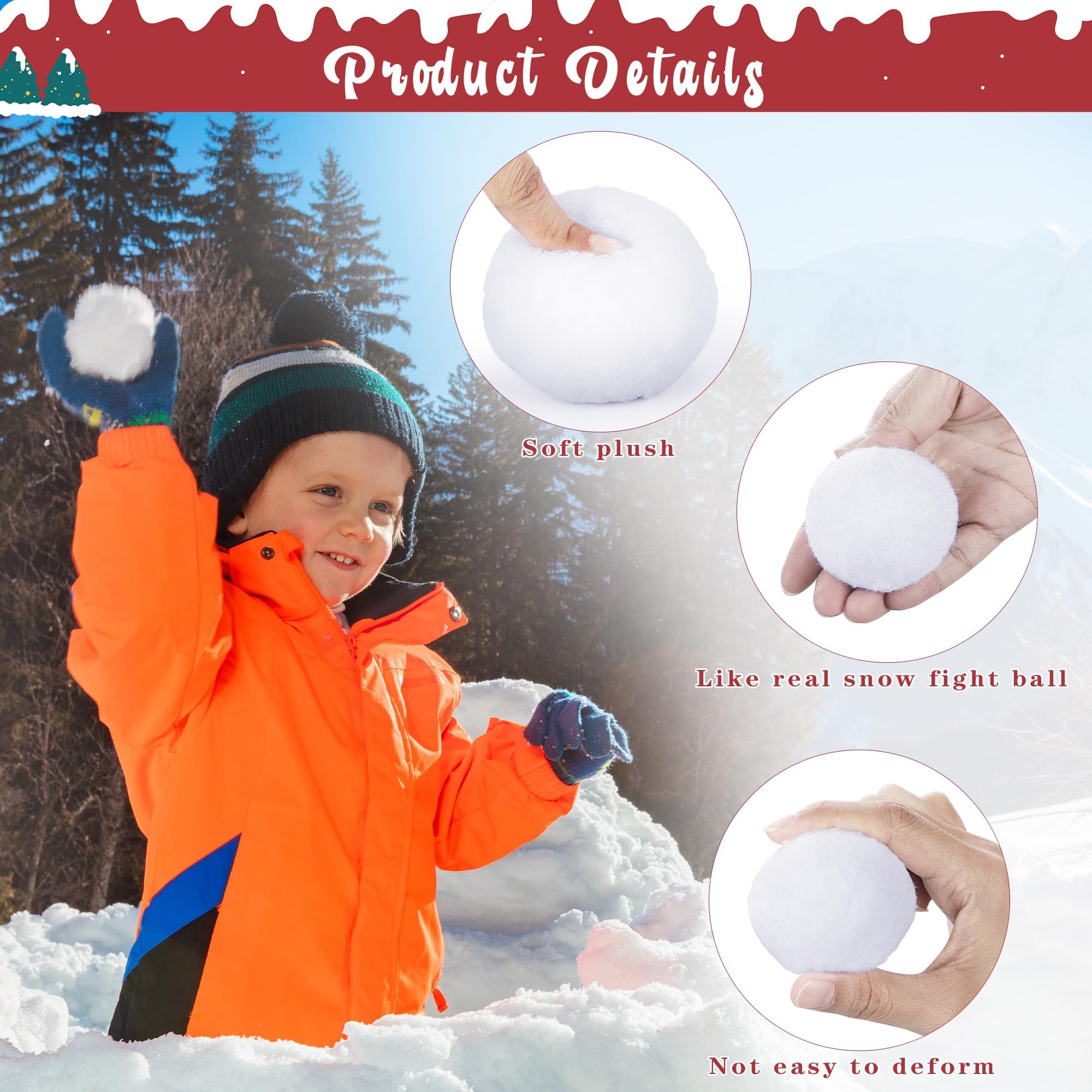 Elcoho Lot de 200 fausses boules de neige artificielles de 5,1 cm pour fête de Noël