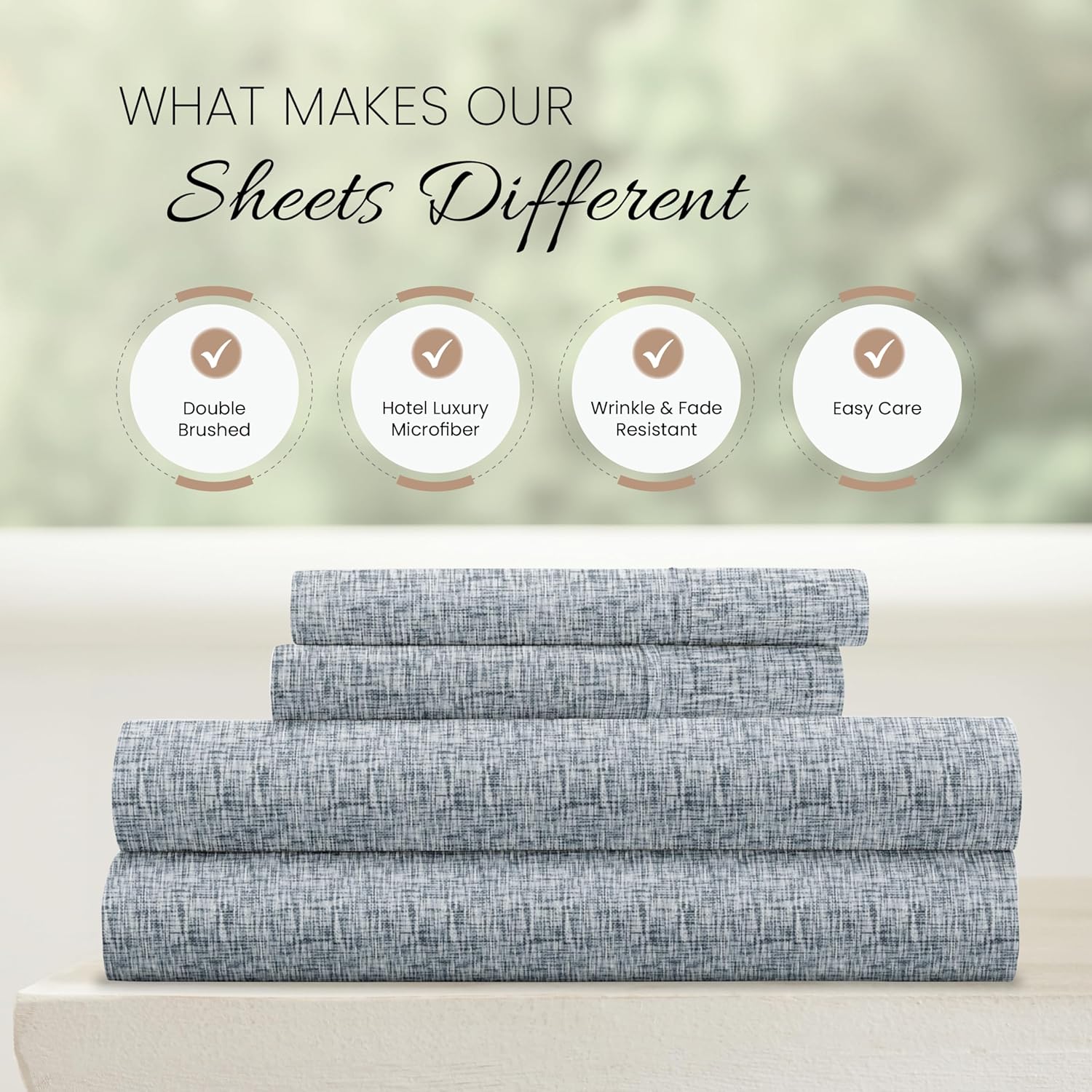Linen Market 4 Piece Full Bedding Sheet Set (Light Blue Chambray) - Sleep Better Than Ever with These Ultra-Soft & Cooling Bed Sheets for Your Full Size Bed - Deep Pocket Fits 16" Mattress