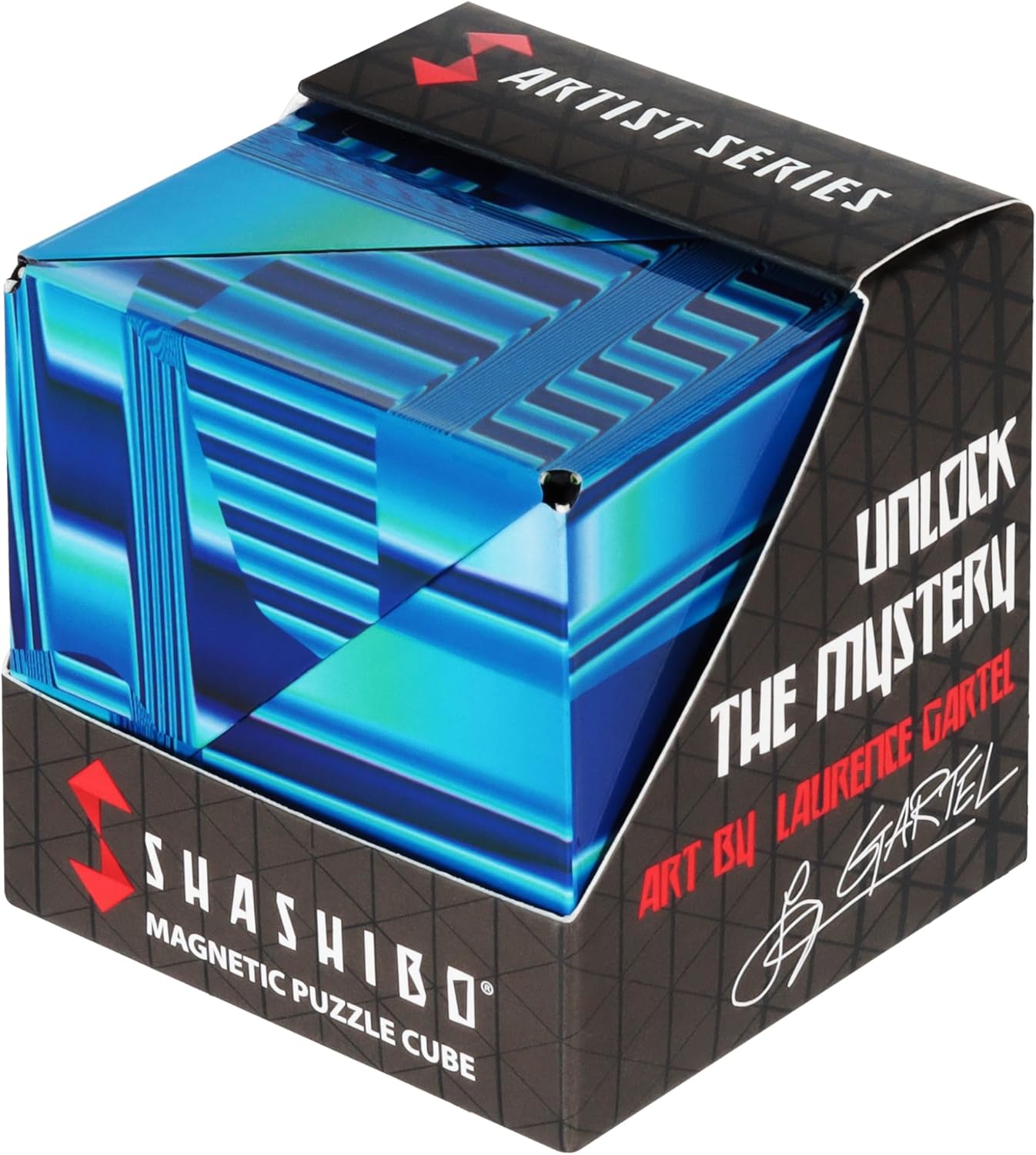 Shashibo Shape Shifting Box - Award-Winning STEM Fidget Toy with Ultra Strong Magnets - Puzzle Cube Transforms Into 100+ Shapes, Perfect Sensory Gift for Kids, Teens, and Adults (Blue Crystal)