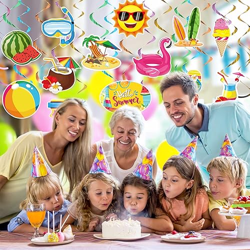 Miniatura 5 de Pajean 30 remolinos colgantes de verano en la piscina, decoración colgante de techo de verano, decoración de remolinos colgantes de playa,