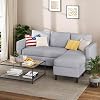 Shintenchi Small Sectional Couch Sofas, 3 Seat L Shape Sofa with Ottoman, Fabric Upholstered Convertible Sofa Couches, Small Couch for Apartments and Office Light Grey