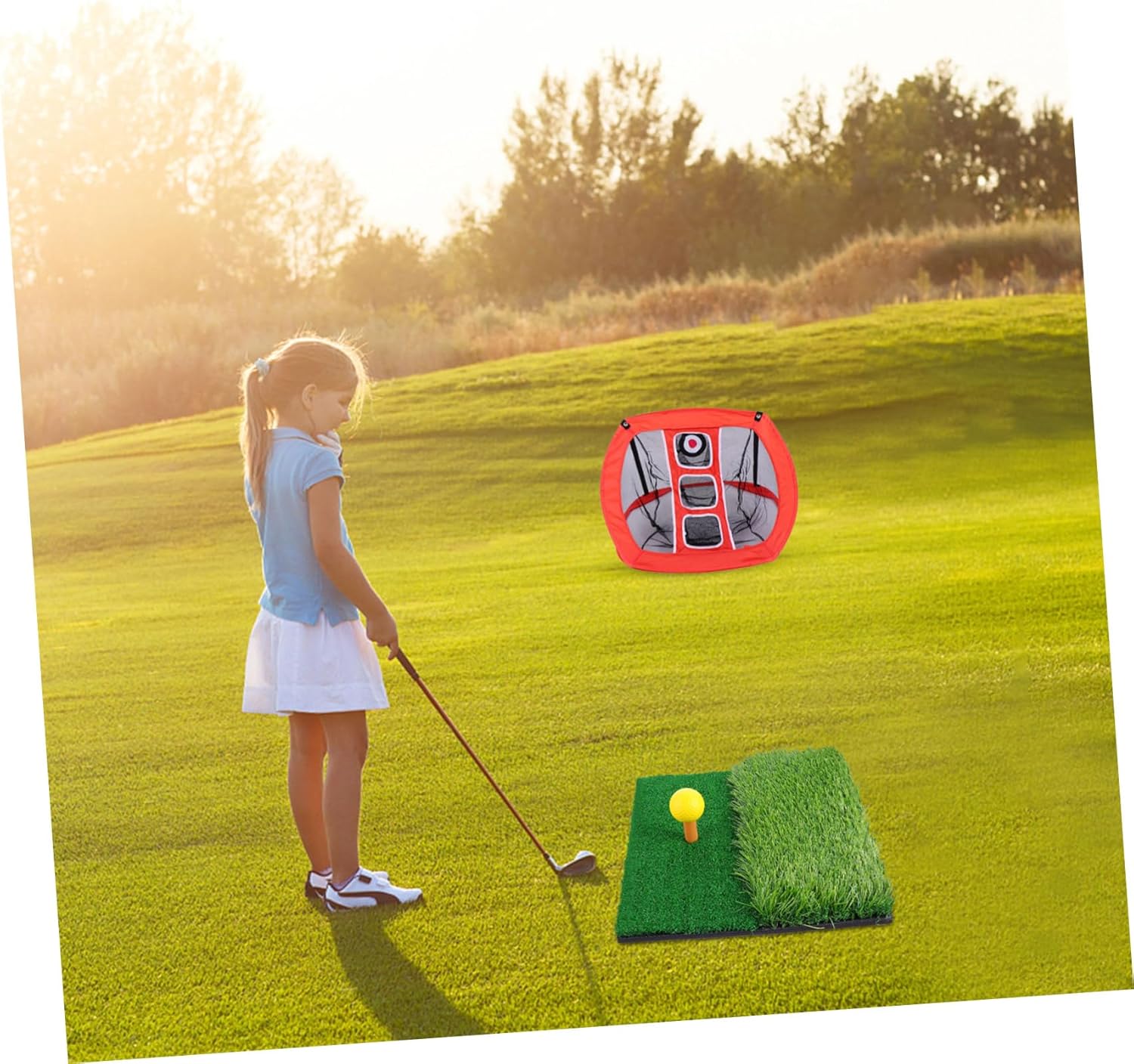 HEMOTON Golf Practice Set Portable Hitting Mat Training Net and Mini Turf for Backyard and Indoor Use