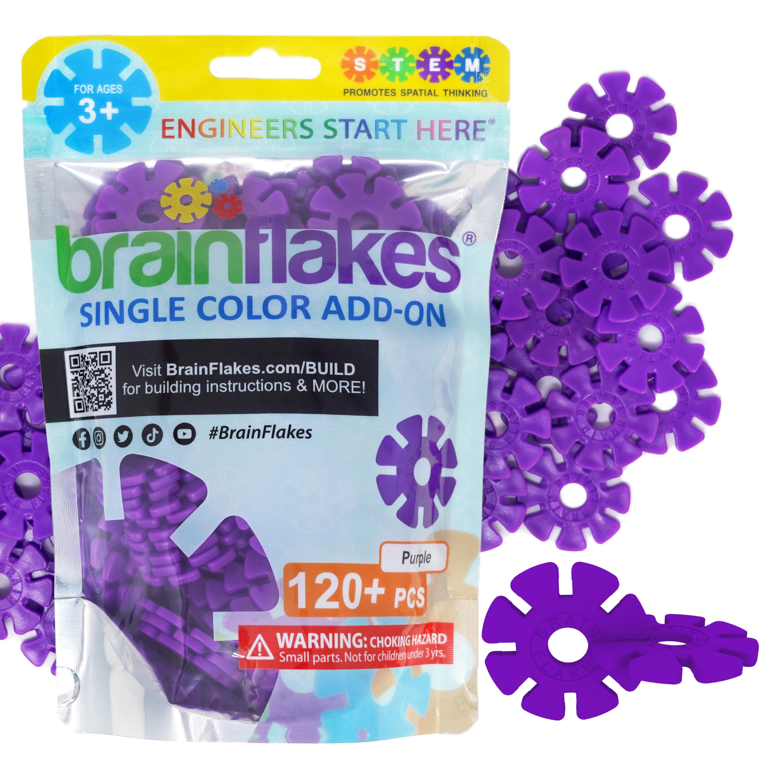 Brain Flakes Single Color Add-on - 120 Pieces - Resealable Pouch - Purple