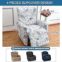 Vista 5 de KRFOONN Fundas reclinables elásticas con estampado, 4 piezas, fundas para sillas de niño perezoso, colección Fallon, protector de muebles, funda