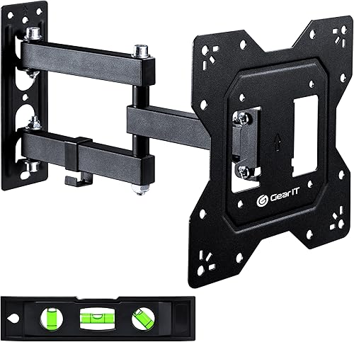 GEARit Soporte de pared para TV (TV de 23 a 43 pulgadas) hasta 66 libras  Movimiento giratorio completo, inclinación, brazo articulado, Vesa 75 100