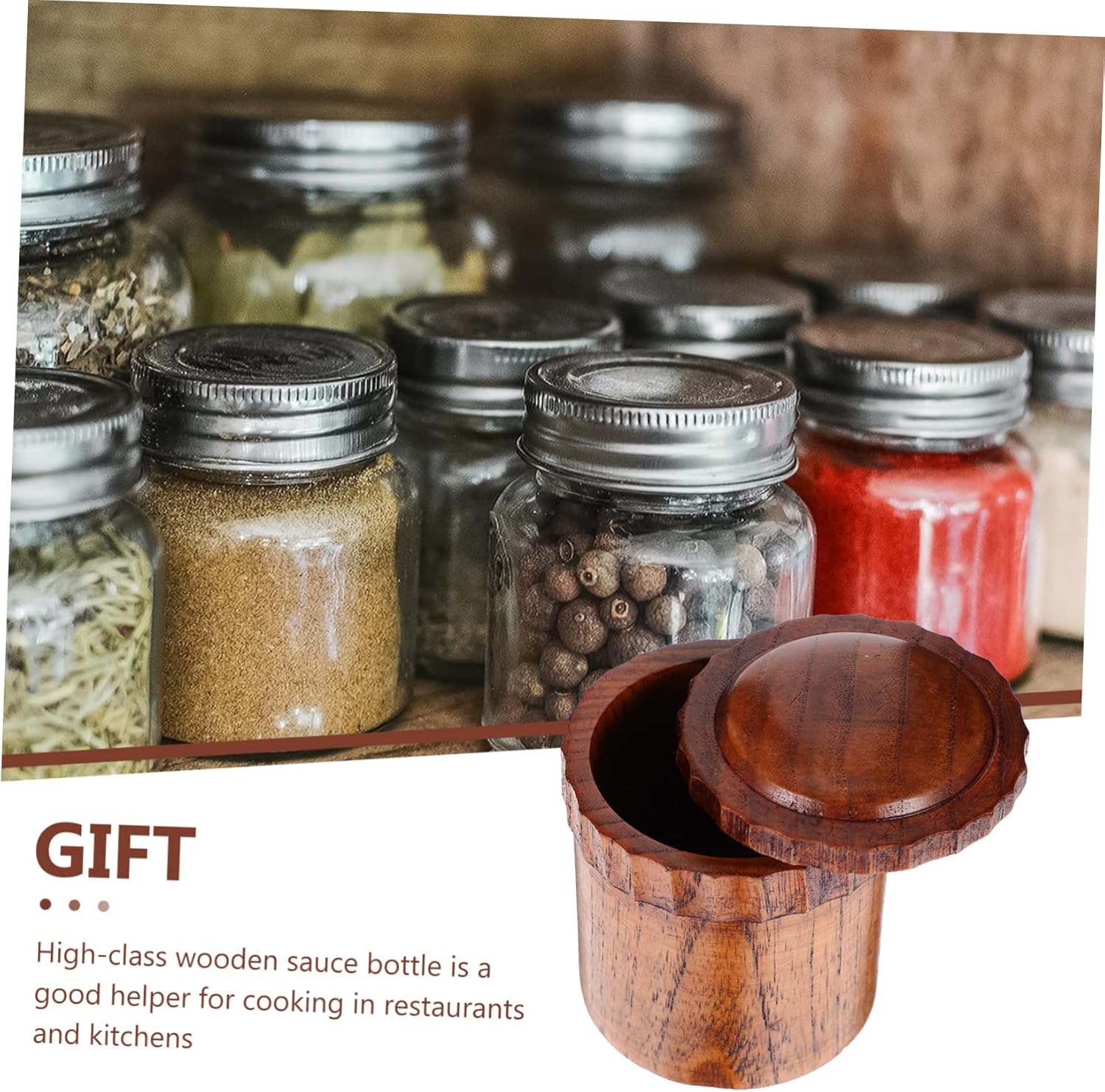 Cabilock 4pcs Vinegar Dispenser and Sauce Pot Small Retro Jujube Seasoning Container Lid for Kitchen Condiments and Food Storage