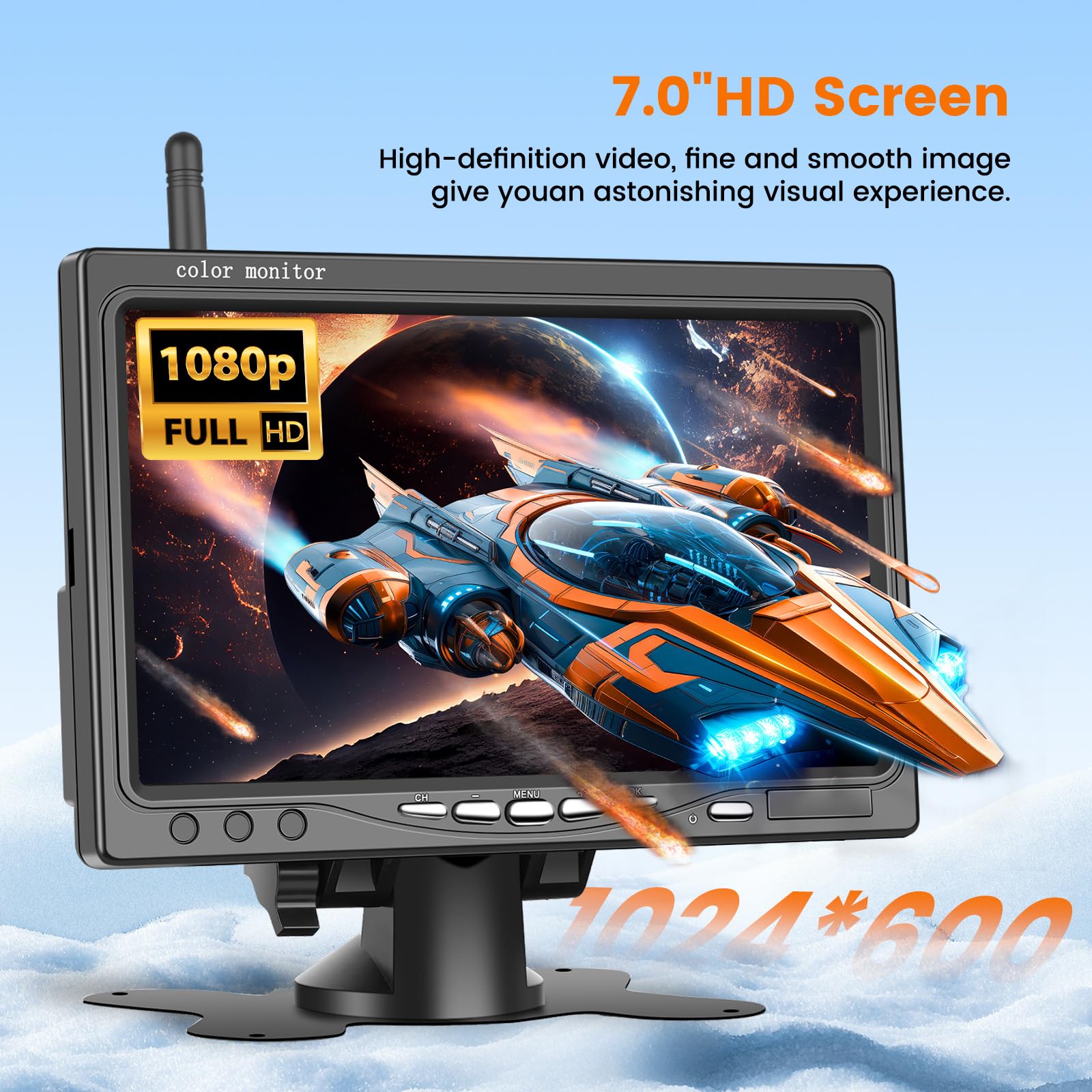 Hikity Visión Nocturna Cámara Marcha Atrás Inalámbrica Monitor de 7 "con Cámara de Visión Trasera Impermeable IP68 Cámara de Marcha, para RV Camión, Autobús, Camiones, Furgonetas