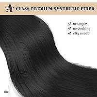 Vista 3 de BARSDAR Extensión de Cola de Caballo Corta y Recta - Extensiones de Cabello de Cola de Caballo con Cordón de 14 Pulgadas en Negro para Mujeres