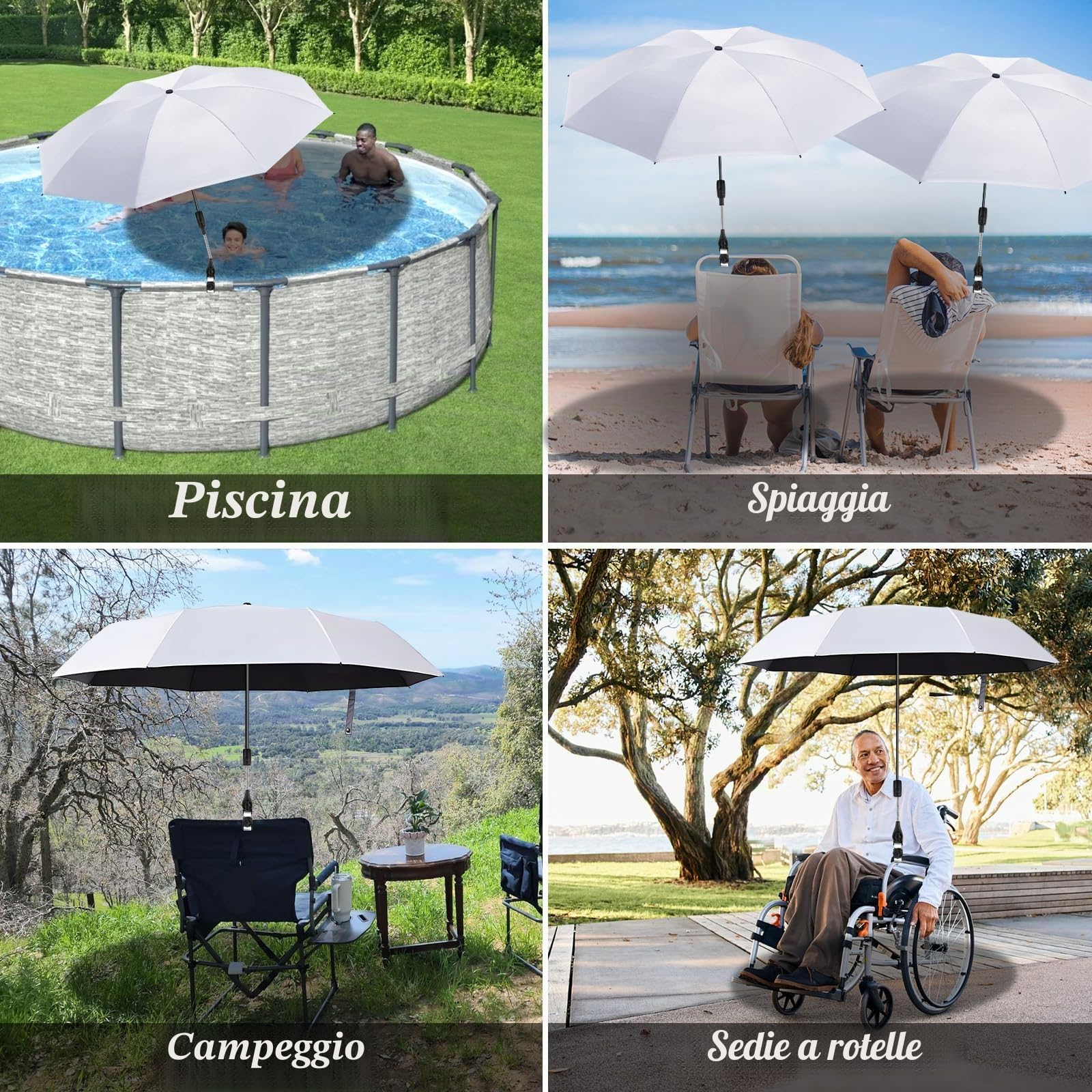 Confezione da 2 ombrelloni da piscina, 101,6 cm, regolabili, per piscina fuori terra, con borsa per il trasporto, ombrellone da giardino, terrazza da piscina, cortile, sedie da spiaggia, carrello da