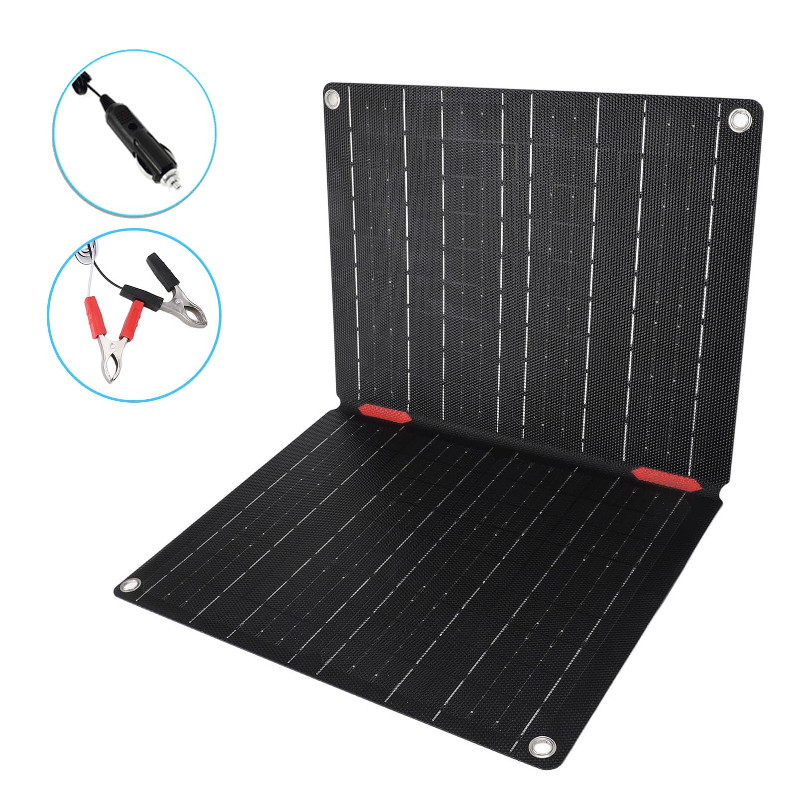 ETFE Panneau Solaire Pliable 60W 60A Contrôleur OBD Prise Fil 12V IP68 Kit de Chargeur Solaire de Voiture étanche