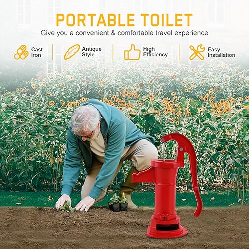 Miniatura 6 de Samger - Bomba de agua de mano de hierro fundido de hierro fundido, bomba de pozo de mano de 25 pies, elevación máxima, bomba manual de