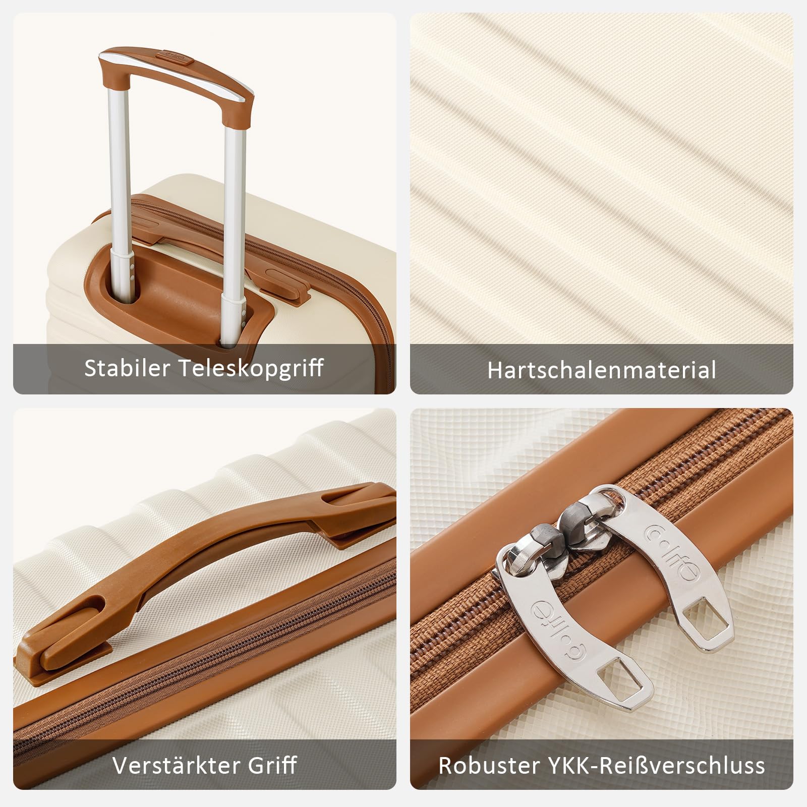 COOLIFE Koffer Trolley Koffer Reisekoffer von ABS Hartschalen Trolley 4 Rollen TSA-Schloss Der Koffer Enthält 1 Reisetasche und 1 Kulturbeutel