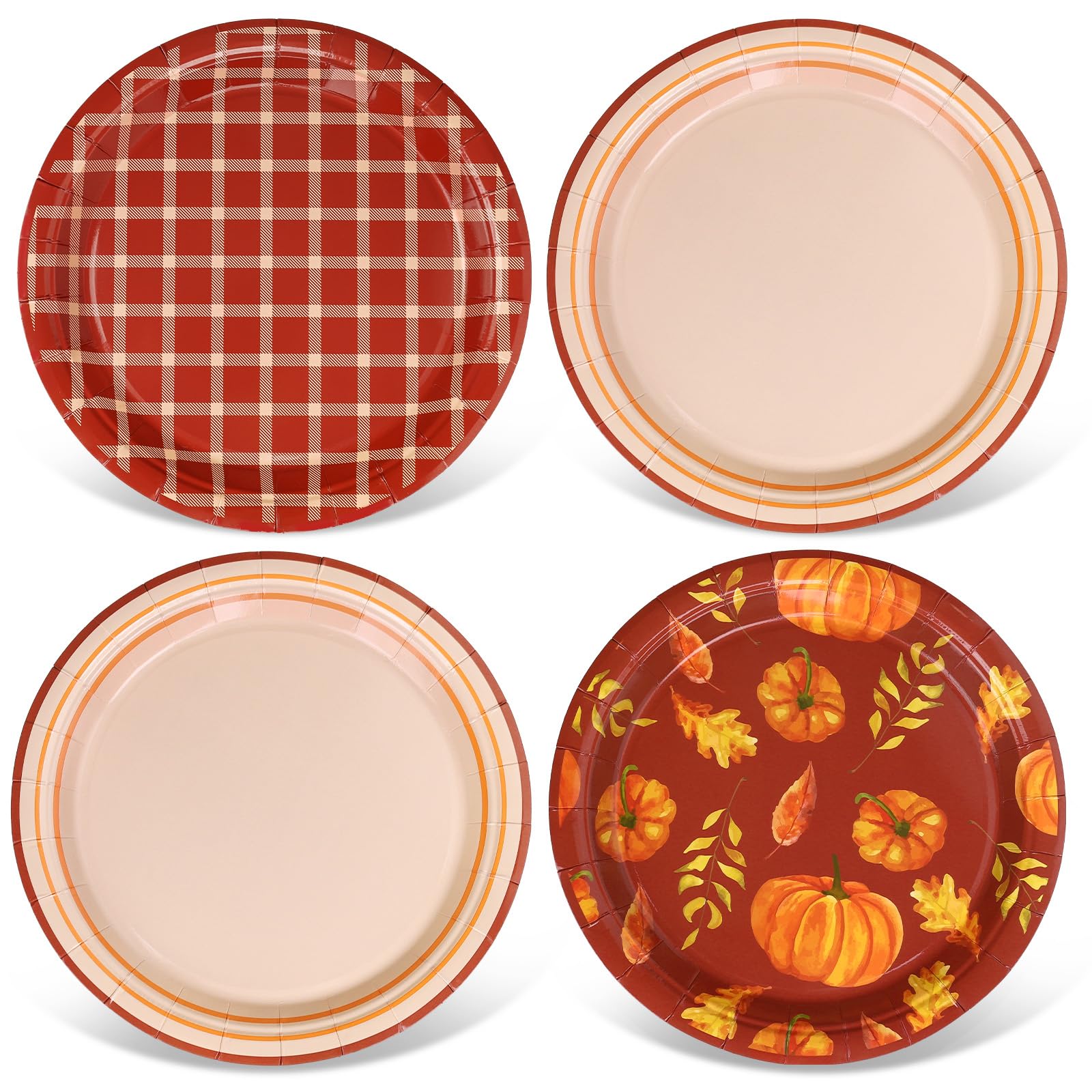 Assiettes en carton jetables citrouille d'automne Thanksgiving fournitures de table Whaline