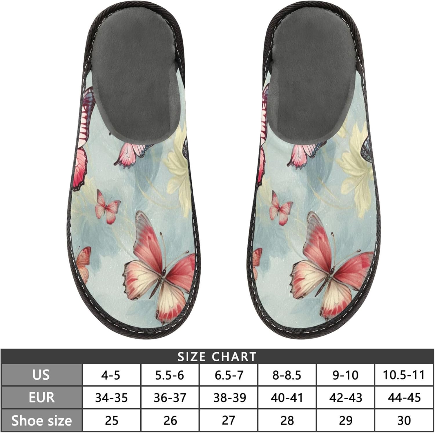 Butterfly House Slippers – Cozy Fuzzy Slippers for Guests, Washable & Disposable, Perfect for Shoeless Home, Spa & Hotel Use A111807