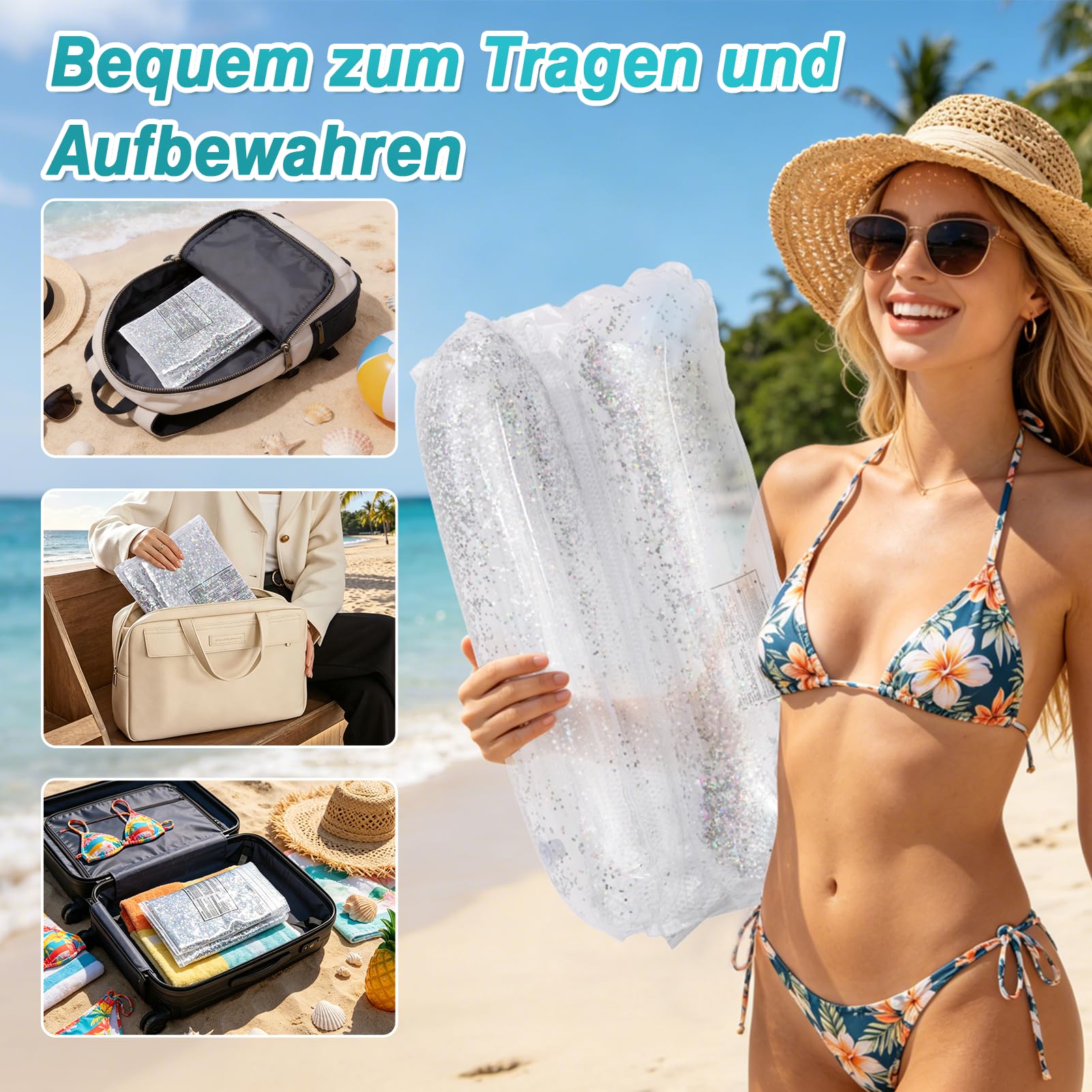 CYFIE 2 Stück Wasserhängematte Erwachsene, 4 in 1 Wasser Hängematte, Aufblasbares Pool Wasserhängematte mit Luftpumpe, Wasserhängematte mit Netz für Schwimmbäder Strände Partys