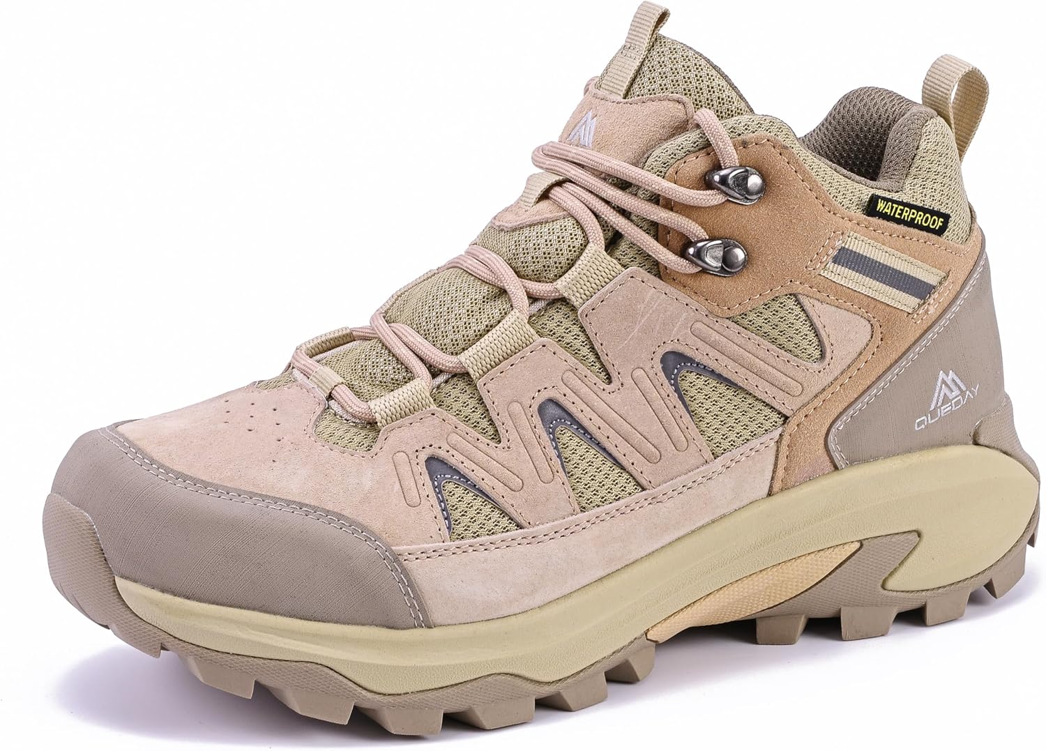 Queday Mens Womens Leather Waterproof Hiking Boots Lightweight Outdoor Walking Shoes Breathable Suede Hike Trekking Trails Camping Climbing Queday Mens Womens Leather Waterproof Hiking Boots Lightweight Outdoor Walking Shoes Breathable Suede Hike Trekking Trails Camping Climbing