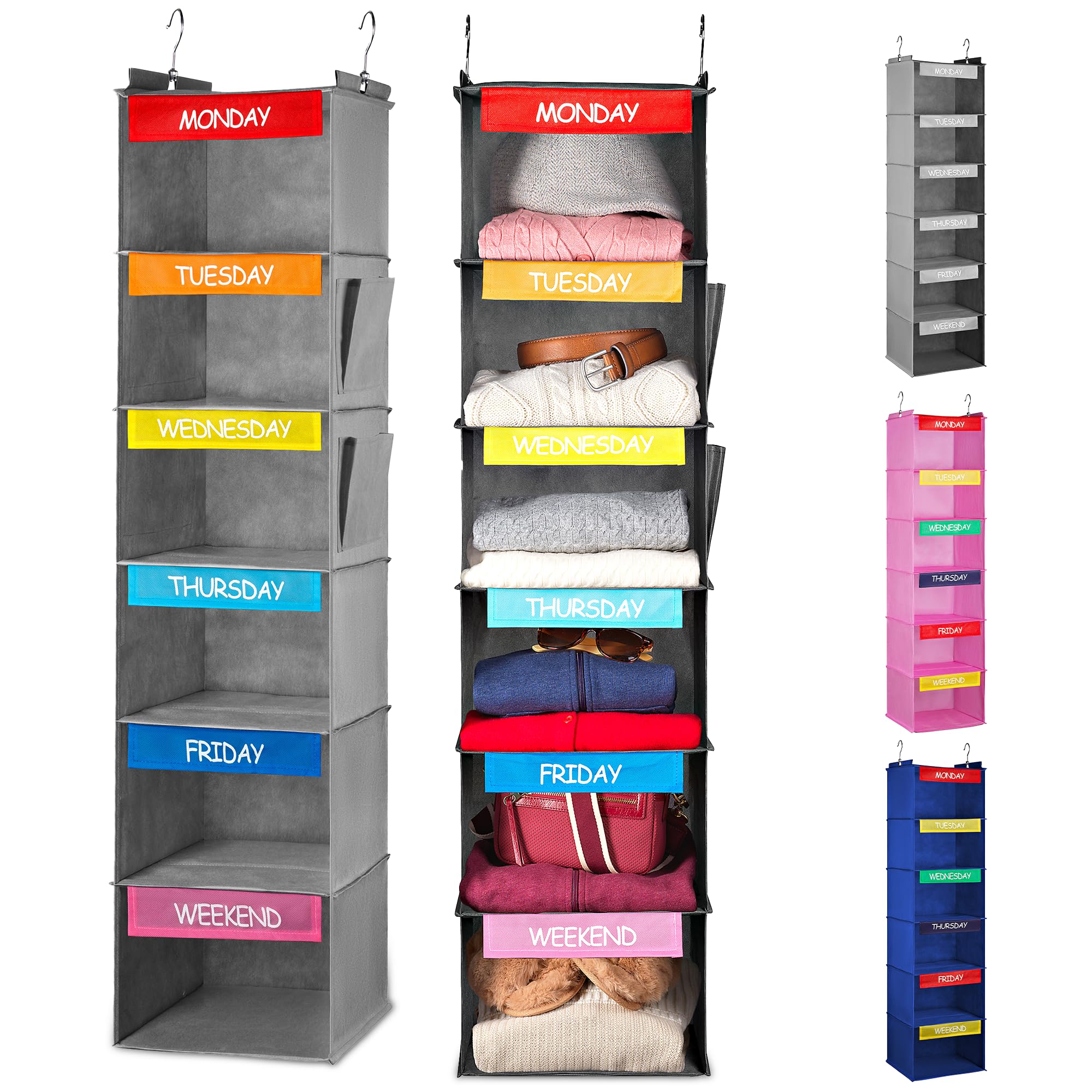 Amazon.com: Handy Laundry Kids Hanging Closet Organizer 6-Shelf