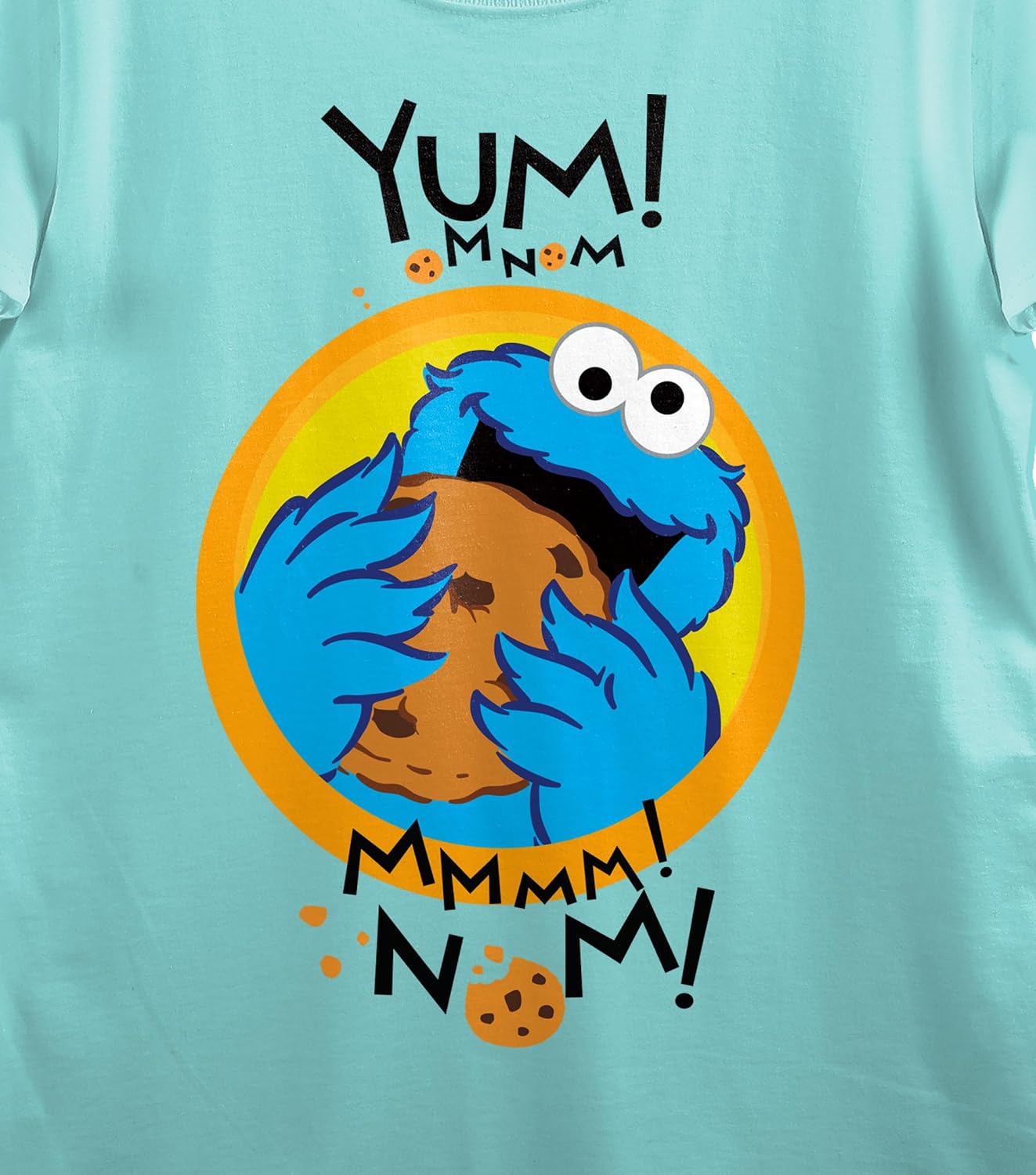 Sesame Street Cookie Monster Yum Mnm Crew Neck Short Sleeve Mint Women's T-Shirt