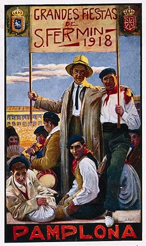 San Fermín Pamplona 1918 - Póster de reproducción (19.7 x 27.6 in, papel de 10.58 oz, archivo digital HD) disponible en Yaxa Guatemala