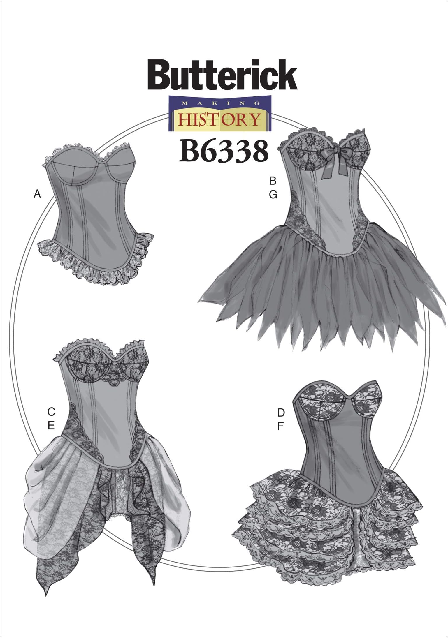 Pattern 6338, Misses Costumes,Sizes 6-14, Silk, Multi-Colour, A5 (6-8-10-12-14)