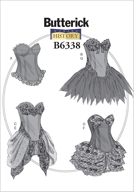 Butterick Pattern 6338, Misses Costumes,Sizes 6-14, Silk, Multi-Colour, A5 (6-8-10-12-14)