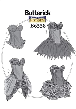 Butterick Patterns B6338 Curved-Hem Corsets & Skirts, A5 6-8-10-12-14