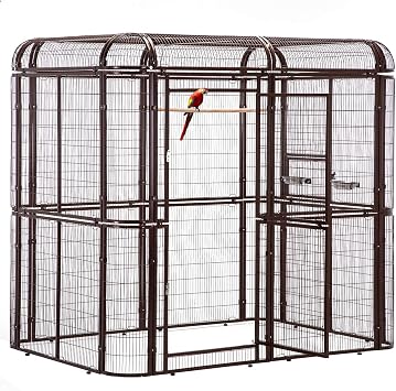 Large Walk-in Cages Heavy Duty Bird Cage Outdoor Aviary Parrot Macaw Conure Lovebird Pet House Finch Parakeet Cockatiel Macare Birdcages Brown