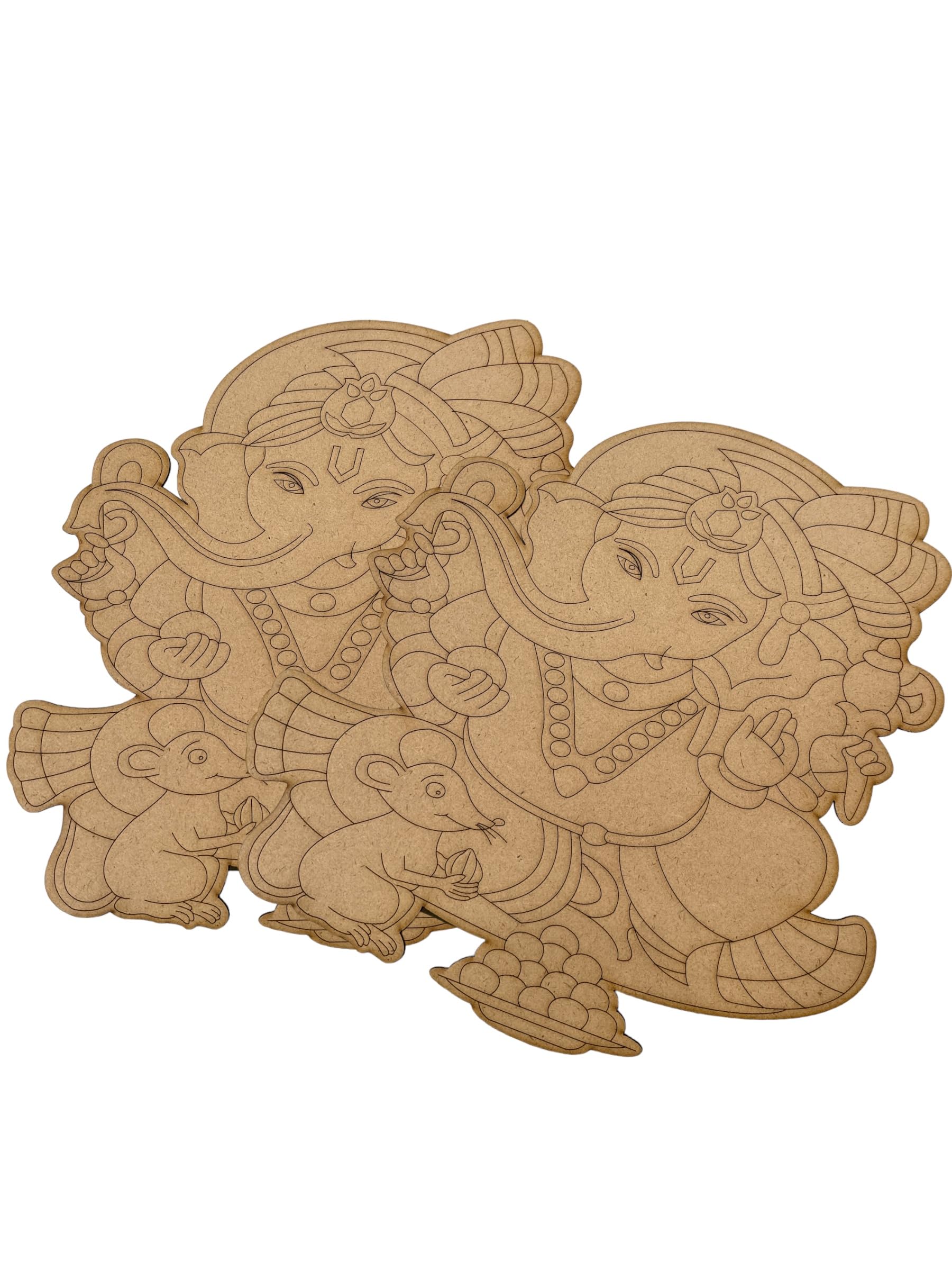 Bs amor Beautiful Ganesh ji Design on MDF Plain Wood Boards for Art and Craft 12x10 Inch - 2.1mm Unfinished Slices Round and Square MDF Cutouts for, Mandala, Painting (2 Piece)-image-22