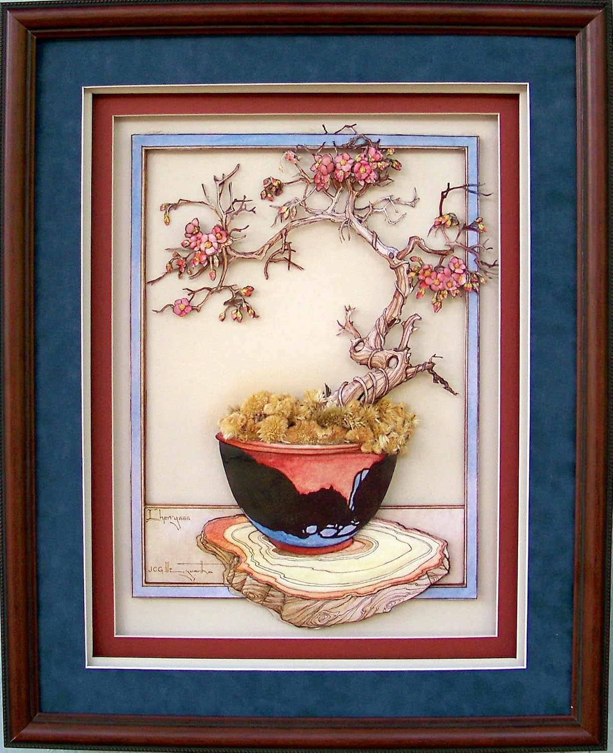 Oriental Asian Bonsi - Paper Tole 3D Decoupage Craft Kit Size 12x16 inches # K50162 (The Additional Pictures Show Examples of This Craft Kit Assembled and Framed in a Shadow Box Frame)