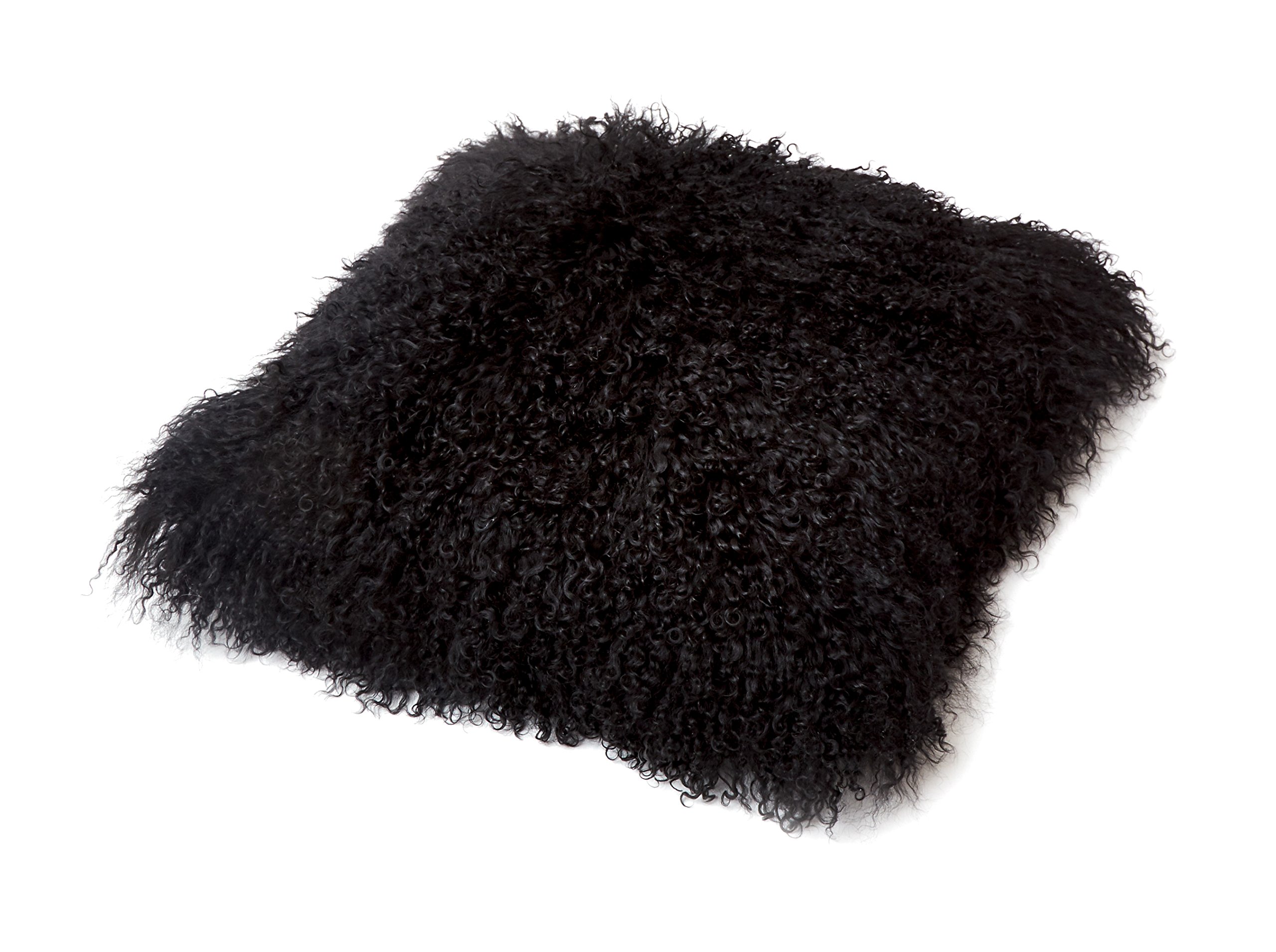 Peau de mouton de Mongolie housse de coussin noire 30x30cm Tibet Reissner Lammfelle