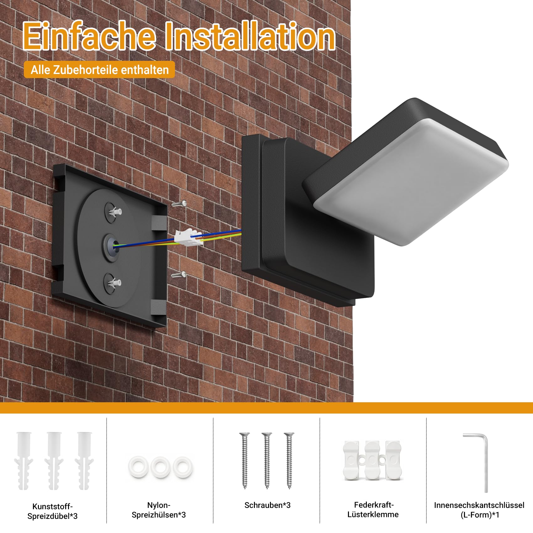 Klighten LED Außenwandleuchte 30W Schwenkbar,IP65 4500 Lumen 3000K Warmweiß Wandlampe für Balkon Garten Garage Eingang Zaun, Innen & Außen Außenlampe, Anthrazit [Energieklasse D]