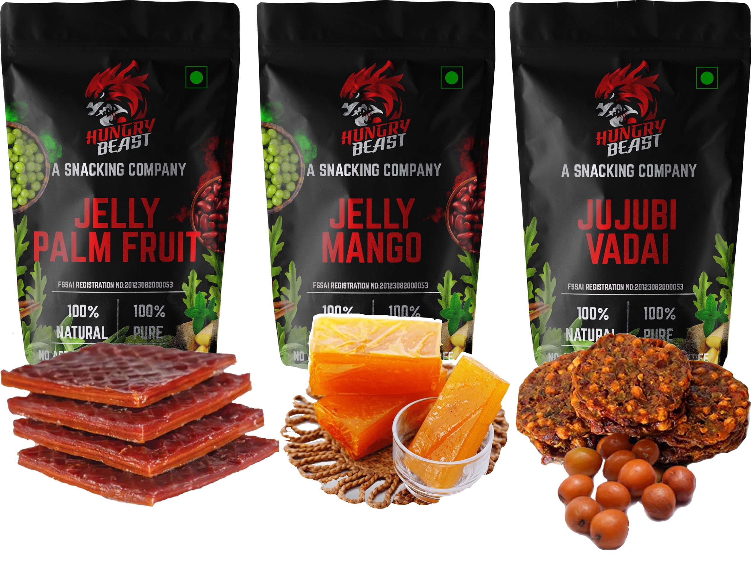 HUNGRY BEAST Combo Fruit Snacks: Fresh Palm Jelly|Thati Thandra|Thaati Chapa (500 Grams) Mango Jelly|Mamidi Thandra (500 Grams) Regu Vadiyalu|Elantha Palam|Jujubi Vada (500 Grams)-image-21