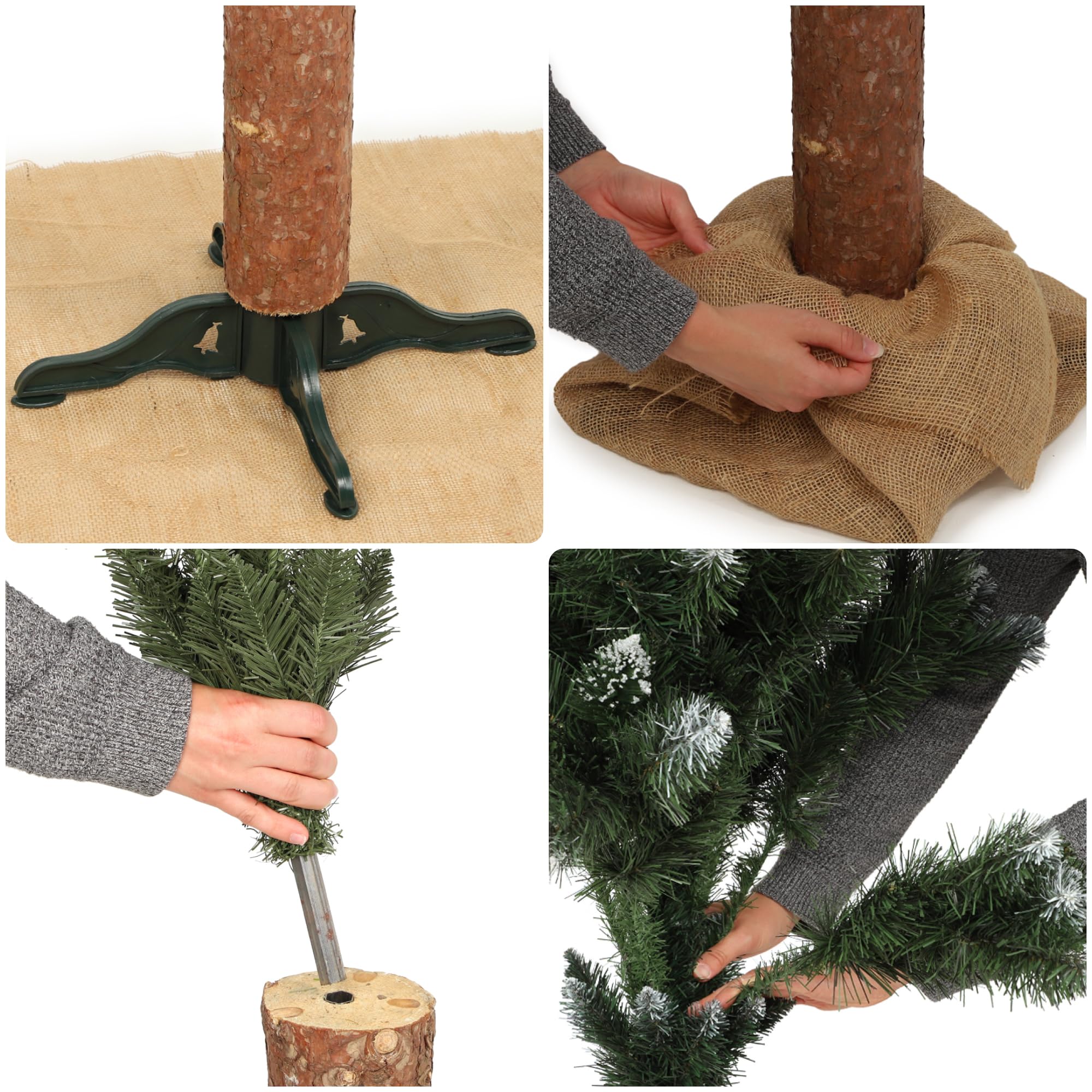KADAX Sapin de Noël artificiel 160 cm - Pin avec tronc naturel et pointes enneigées - En PVC avec support stable - Décoration de Noël (Anni 160 cm)