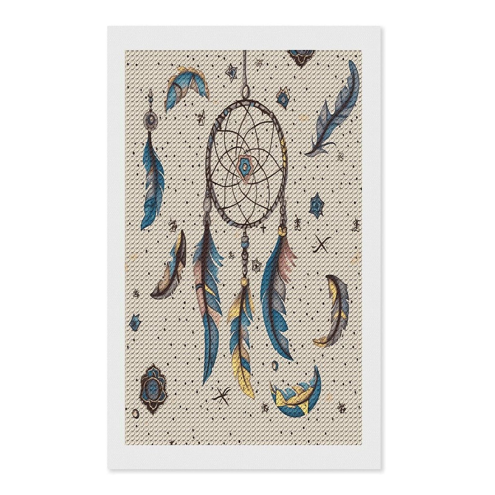 Dream Catcher and Moon Diamond Art Kits for Adult Round Full Drill Diamond Dots Paintings for Beginner Picture Art DIY Diamond Painting Kits 5D Diamond Art Painting for Home Wall Decor 12"x20"