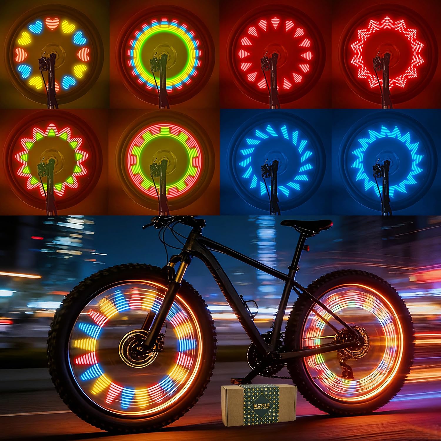 Bike Wheel Lights Rechargeable 2pack, Bicycle Wheel Lights Weatherproof, 35 Fun Bright Patterns,Motion Sensor，Suitable for 14-29 inch Spoke Bicycle Wheels,Adults Kids