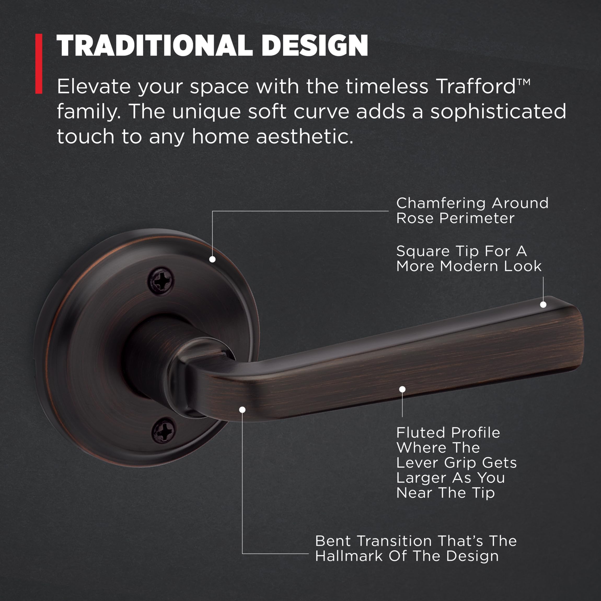 Kwikset Lido Dummy Door Handle, Single Sided Lever For Closets, French Double Doors, And Pantry, Venetian Bronze Non-Turning Right Handed Interior Push/Pull Lever, With Microban Protection - Door Levers - View #8