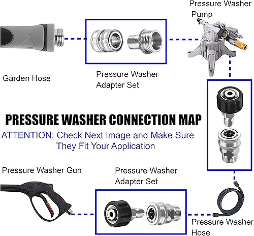 Miniatura 4 de M MINGLE Ultimate - Juego de adaptadores para lavadora a presión, kit de desconexión rápida de acero inoxidable, giro M22 a conexión rápida de 38