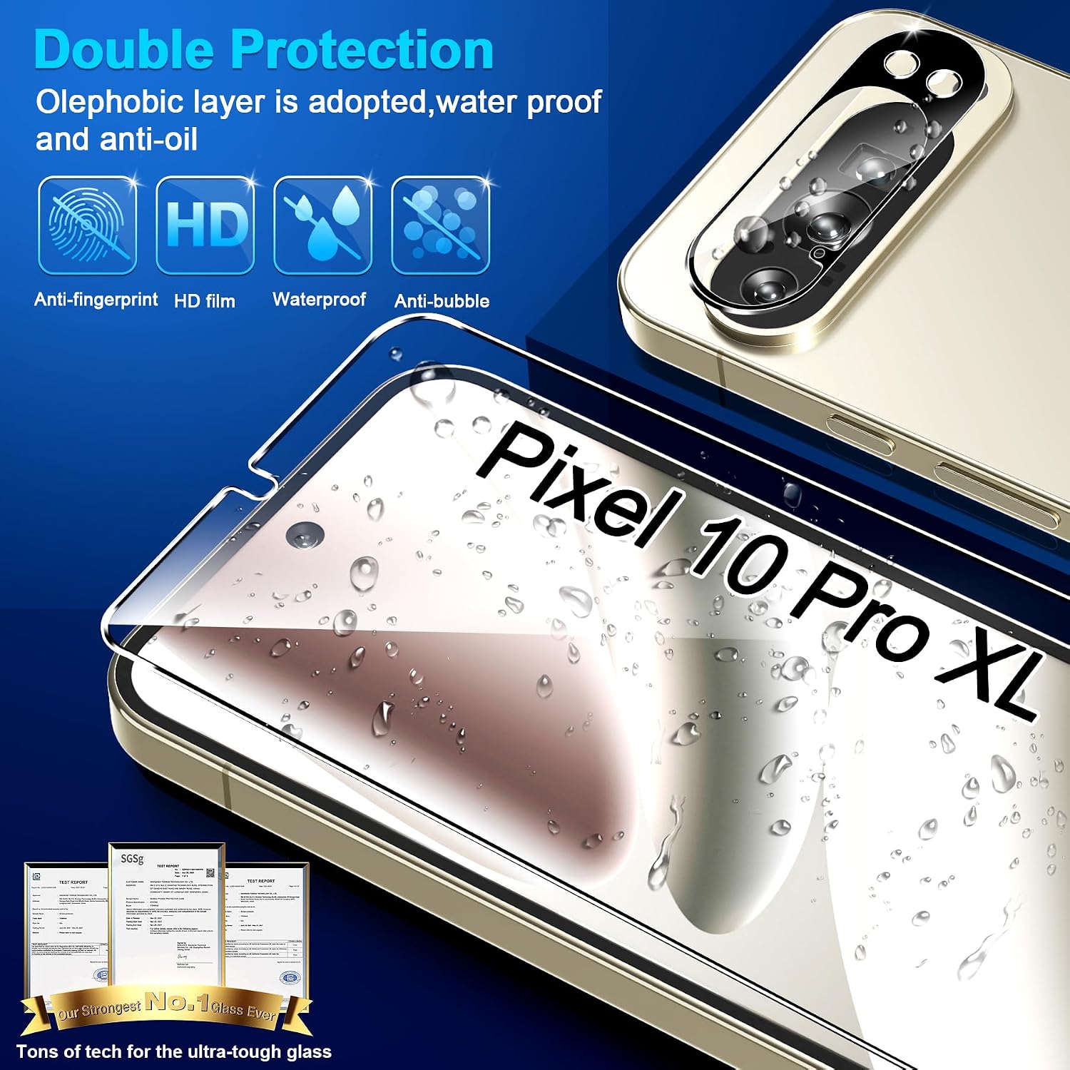 letosan 3 Pack for Google Pixel 10 Pro XL Screen Protector Tempered Glass + 3 Pack Camera Lens Protector, Military Grade Shatterproof, 9H Hardness, Fingerprint Unlock,Case Friendly 6.8 Inch