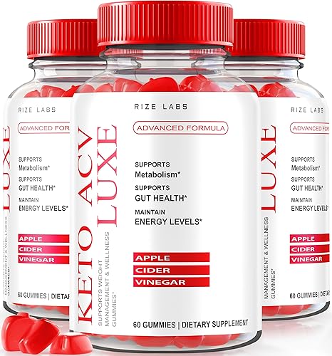 Paquete de 3 gomitas Keto Luxe ACV – Gomitas Keto ACV Luxe para hombres y mujeres, de máxima fuerza, Keto Luxe gomitas avanzadas para pérdida de