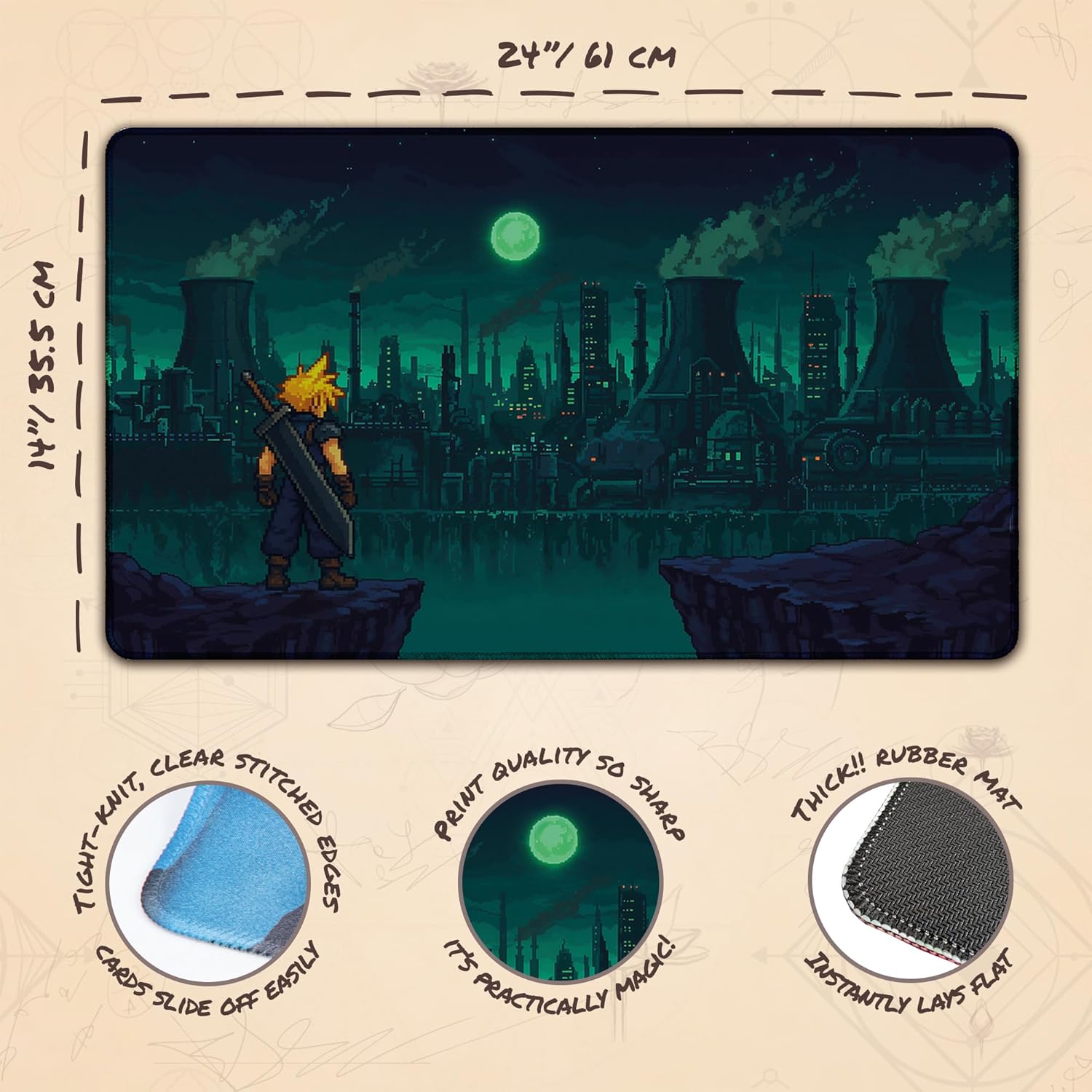 Pixel Art Cloud (Stitched) - MTG Playmat - Compatible with Magic The Gathering Playmat - Play MTG, YuGiOh, TCG - Original Play Mat Art Designs & Accessories