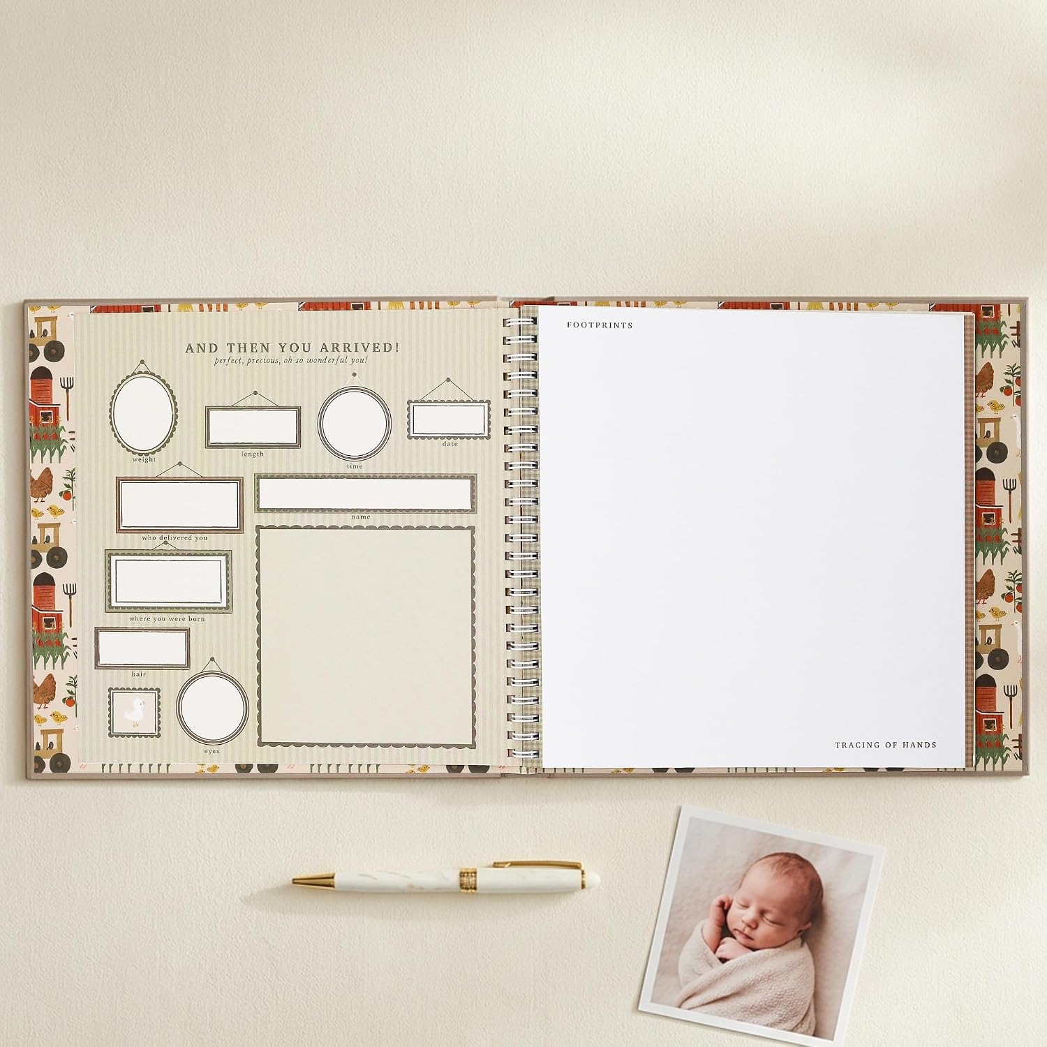 Lucy Darling Little Farmer Baby Memory Book – First Year Journal, 5-Year Milestone Scrapbook & Photo Album – Rustic Farming Adventure Keepsake for Baby Boy or Girl