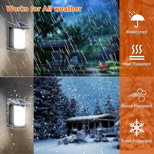 Miniatura 6 de QQARORSUN Luces solares de pared de seguridad, luz de pared inalámbrica del anochecer al amanecer, faroles solares de pared activados por