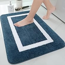Kitinjoy Luxury Bathroom Rug Mat, Ultra Soft Water Absorbent Microfiber Bath Rug, Non Slip Plush Shaggy Bath Carpet, Machine Wash Dry, Bath Mats for Bathroom Floor, Tub and Shower, 16 x 24, Navy Blue