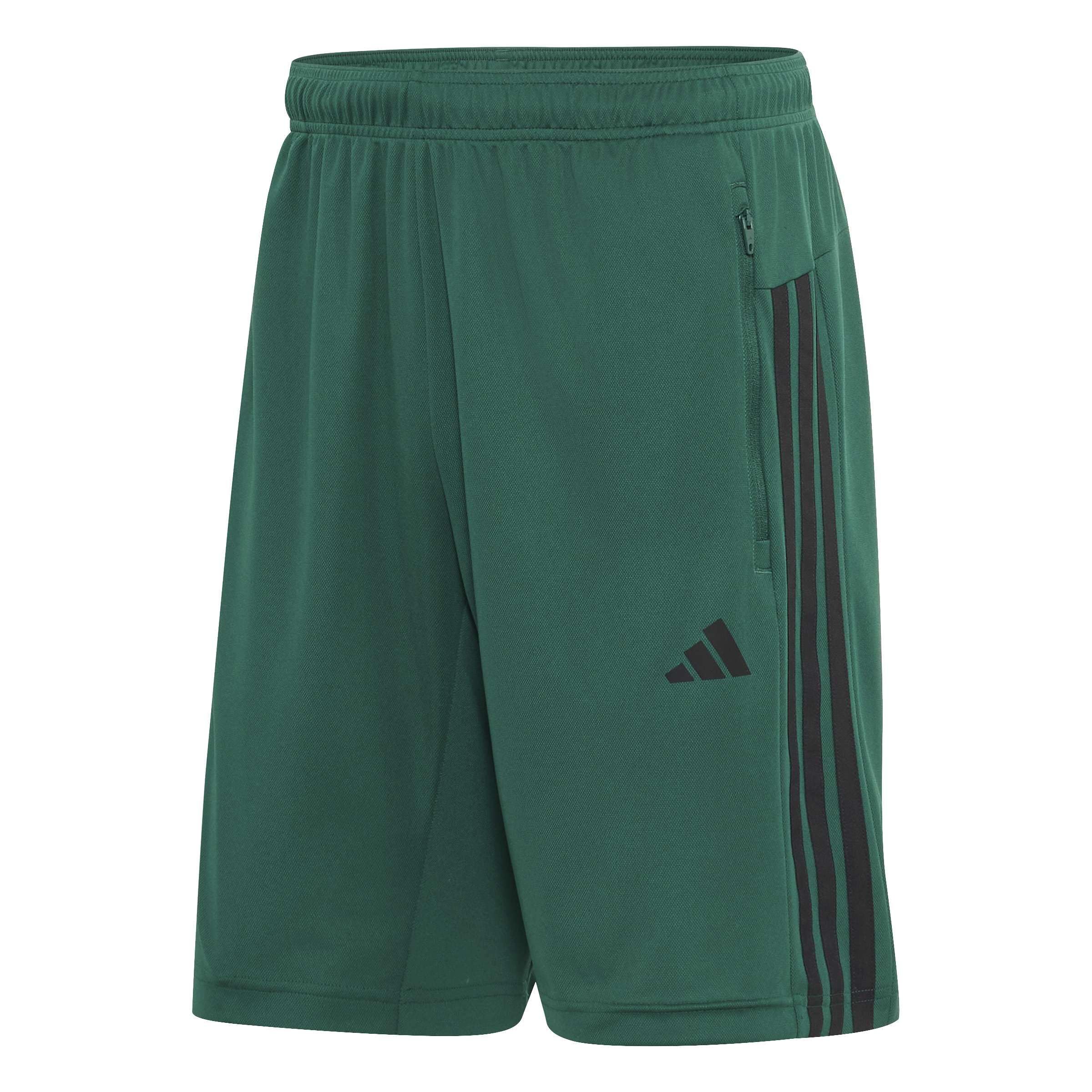 adidas Men's Workout Essentials Base 3-Stripes Pique Short 9Inch Shorts, Collegiate Green/Black, M