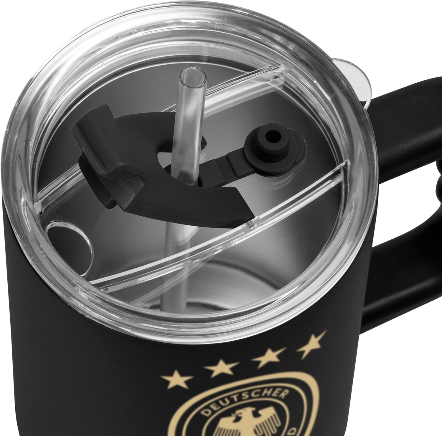 Logo Brands Soccer 40 oz Tumbler with Handle - Powder Coated-Stainless Steel with Straw – Leak-Resistant, Keeps Drinks Cold – Everyday Use – Great For Soccer Fans