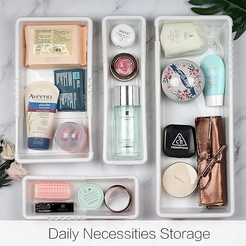 Miniatura 5 de Laugh Cat Juego de 10 organizadores de cajones y contenedores de almacenamiento expandibles para cocina, bandeja de maquillaje, baño, oficina